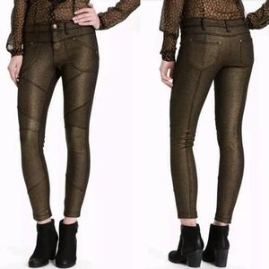 Free People Metallic Moto Skinny Pants
